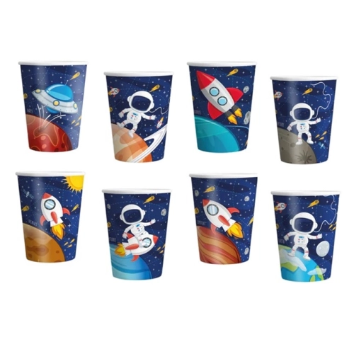 Kubeczki na urodziny kosmos rakieta planeta 8x